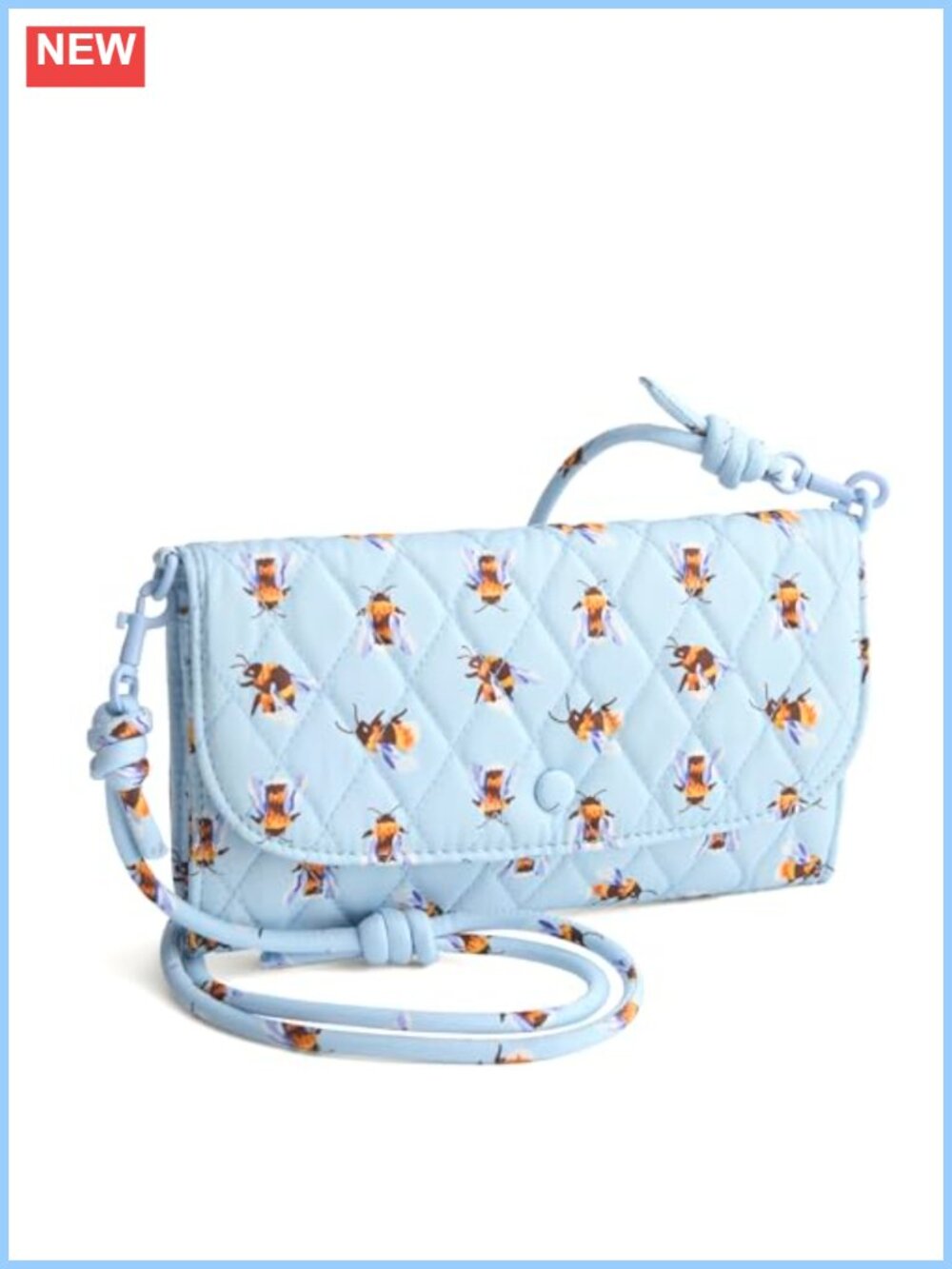 Quilted Cotton Gabardine Wallet Crossbody Adjustable Strap